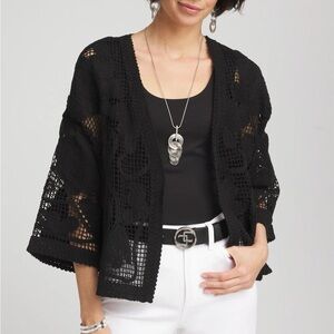 NWT Chico’s Cutwork Crochet-Lace Short Kimono : Size S/M